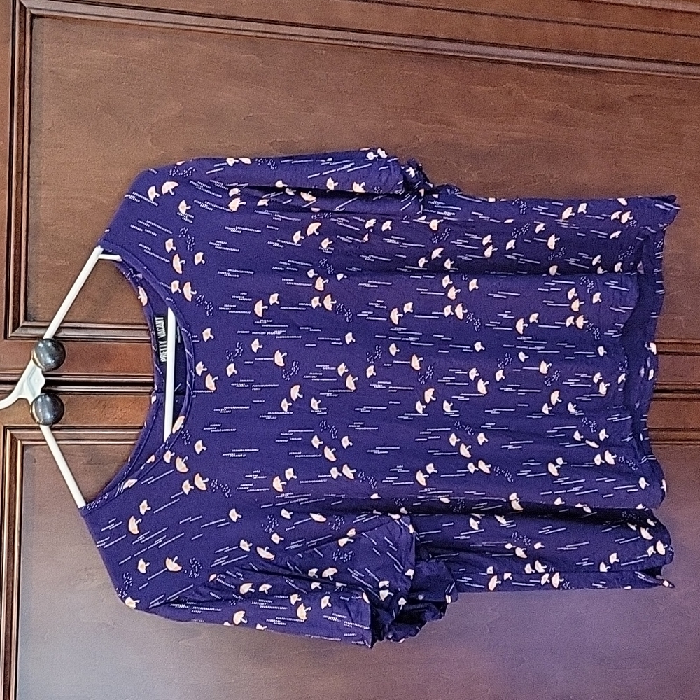 Pretty Vacant Shirley Short Sleeve Blouse Rain Umbrella US 12 UL 16 XL Read